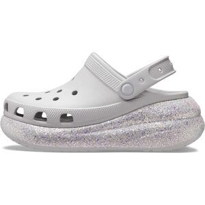 UNISEX CROCS PLATFORM CLOGS SILVER GLITTER WOMENS SIZE 12, MEN SIZE 10